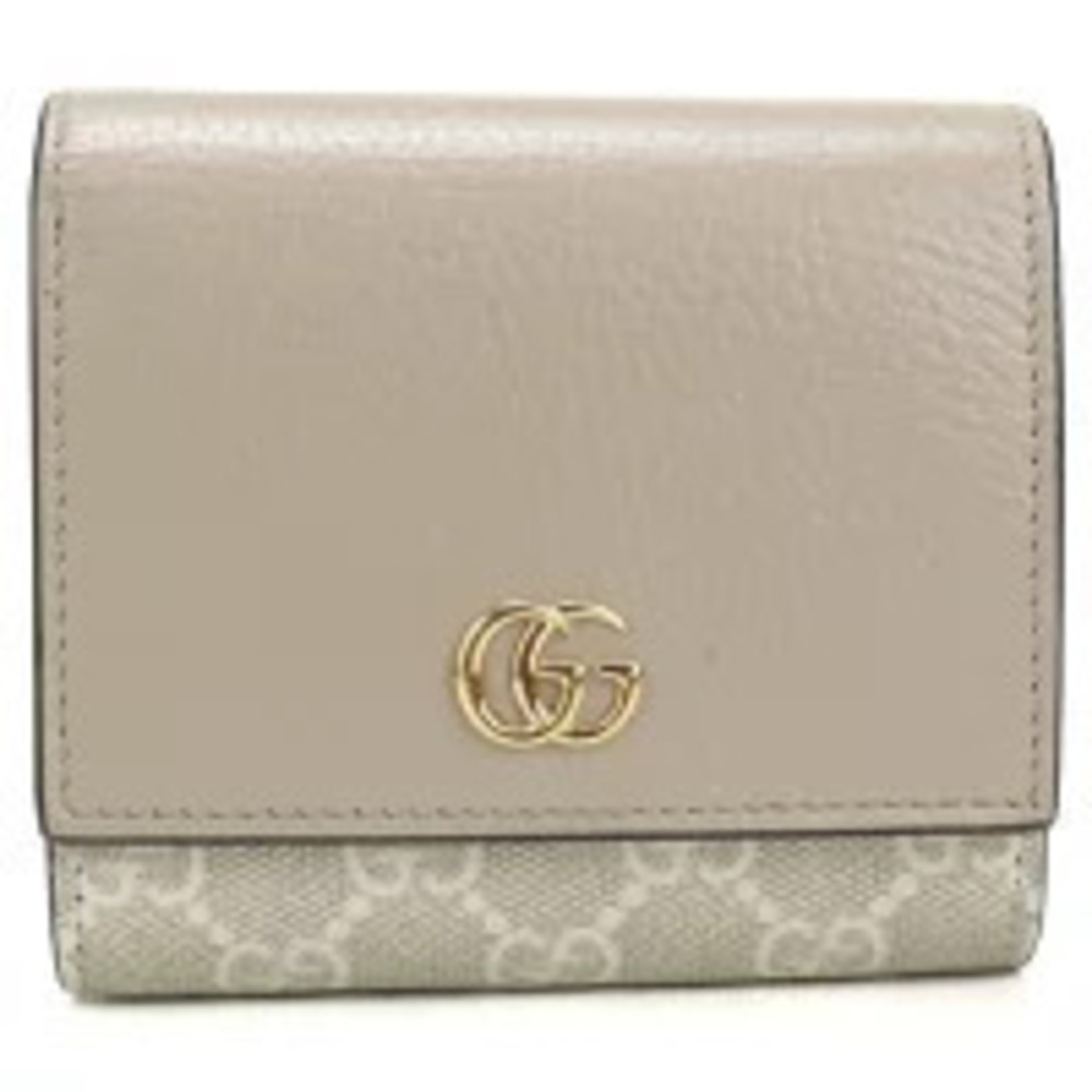 Gucci Bi fold Wallet Compact Double G Beige Cream